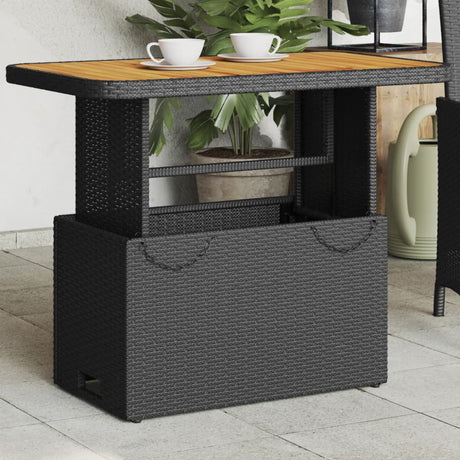 Vidaxl tuintafel 90x55x71 cm poly rattan en massief acaciahout zwart
