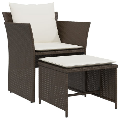 Vidaxl tuinstoel met voetenbank poly rattan bruin