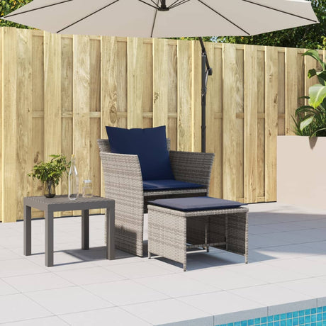 Vidaxl tuinstoel met voetenbank poly rattan grijs