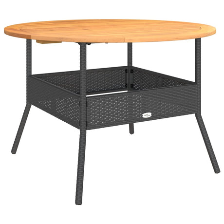 Vidaxl tuintafel met acaciahouten blad ø110x71 cm poly rattan zwart