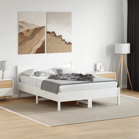 Vidaxl bedframe zonder matras massief grenenhout wit 120x200 cm