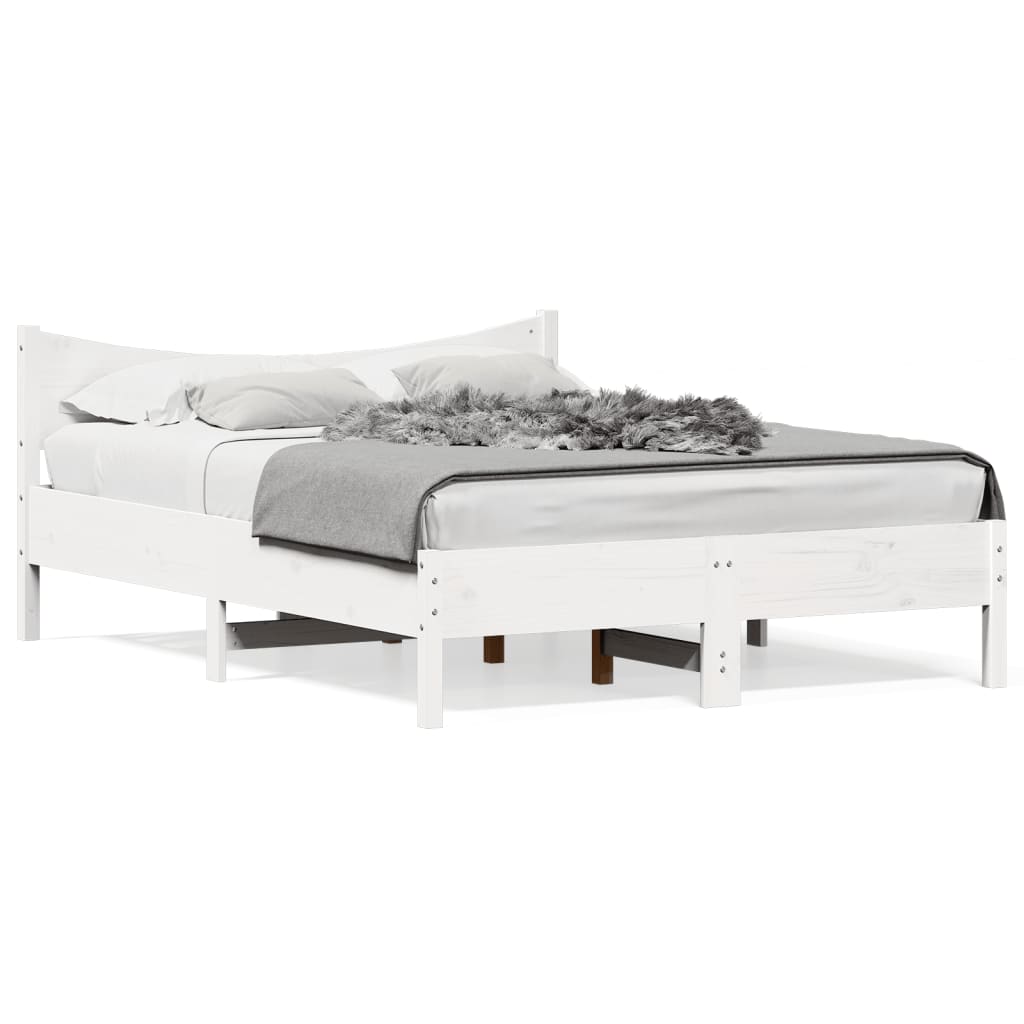Vidaxl bedframe zonder matras massief grenenhout wit 140x190 cm