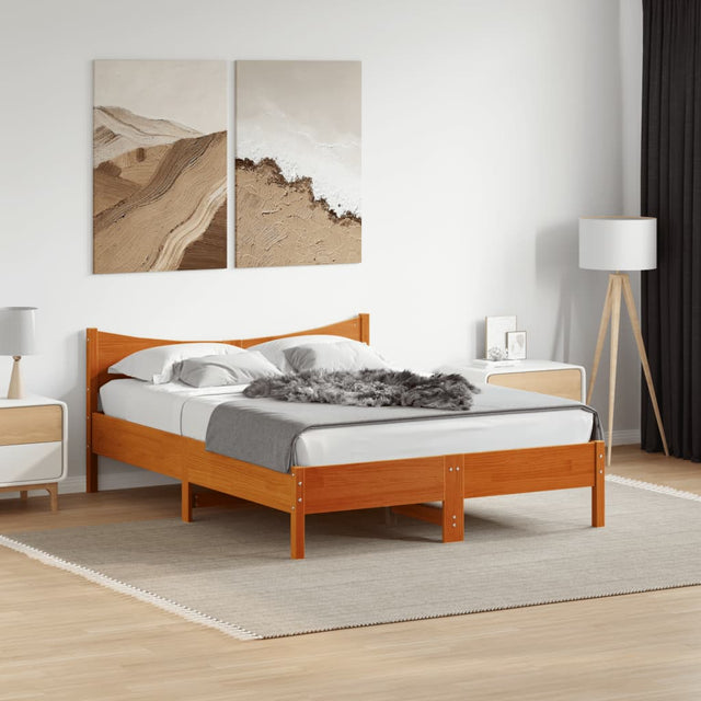 Vidaxl bed met matras massief grenenhout wasbruin 140x190 cm