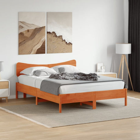 Vidaxl hoofdbord 140 cm massief grenenhout wasbruin