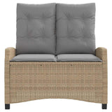 Vidaxl tuinbankje verstelbaar met kussens poly rattan beige