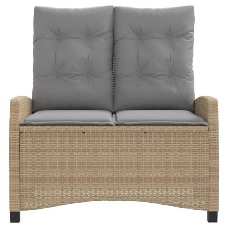 Vidaxl tuinbankje verstelbaar met kussens poly rattan beige