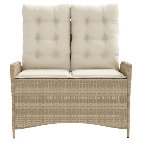 Vidaxl tuinbankje verstelbaar met kussens poly rattan beige