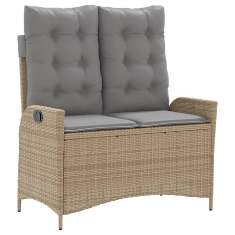 Vidaxl tuinbankje verstelbaar met kussens poly rattan beige