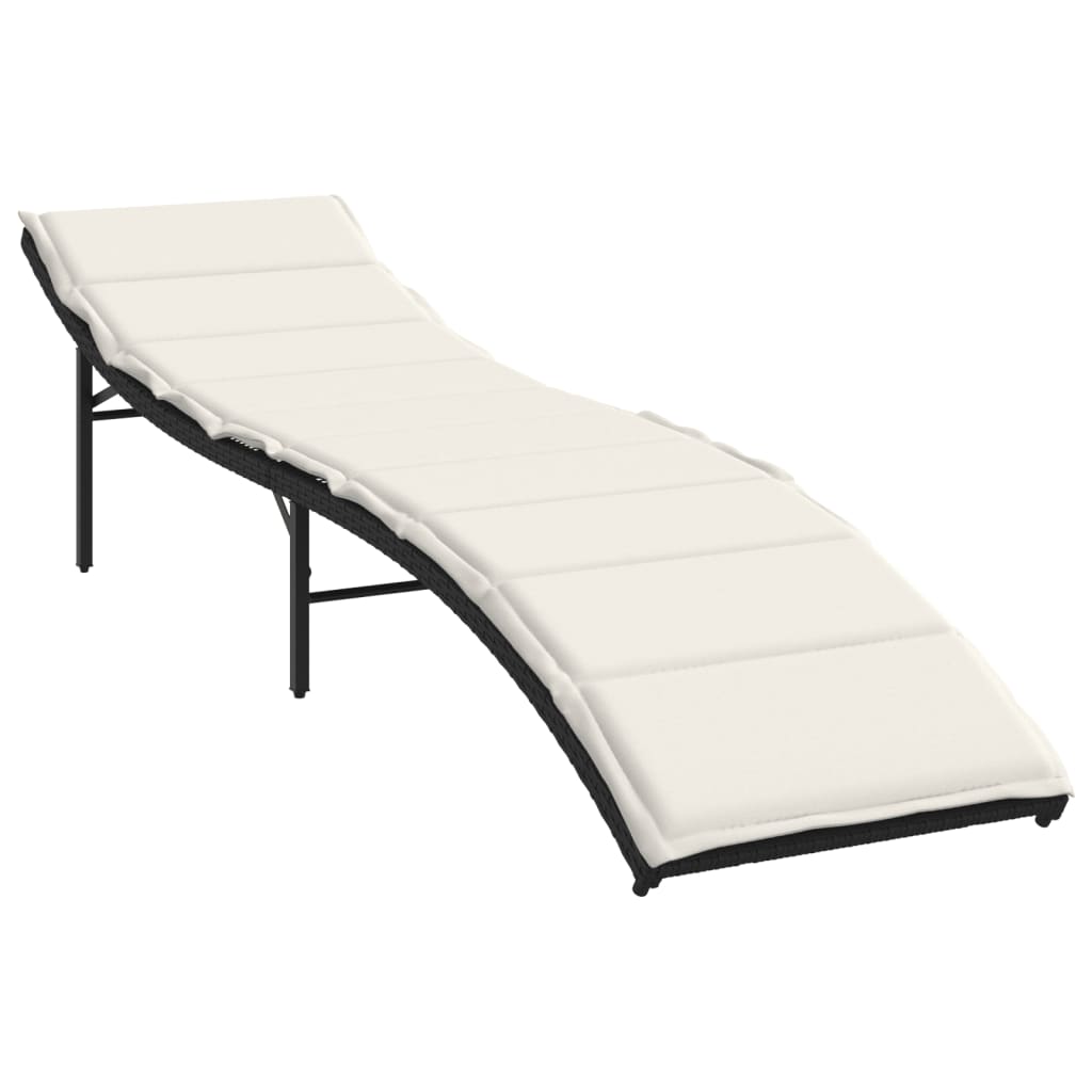 Vidaxl ligbed met kussen 55x199x50 cm poly rattan zwart