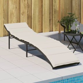 Vidaxl ligbed met kussen 55x199x50 cm poly rattan zwart