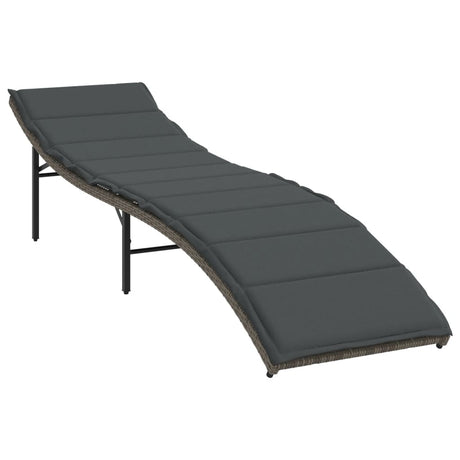 Vidaxl ligbed met kussen 55x199x50 cm poly rattan grijs