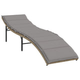 Vidaxl ligbed met kussen 55x199x50 cm poly rattan beige