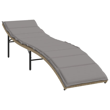 Vidaxl ligbed met kussen 55x199x50 cm poly rattan beige