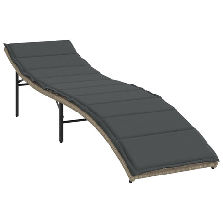 Vidaxl ligbed met kussen 55x199x50 cm poly rattan lichtgrijs