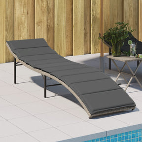 Vidaxl ligbed met kussen 55x199x50 cm poly rattan lichtgrijs
