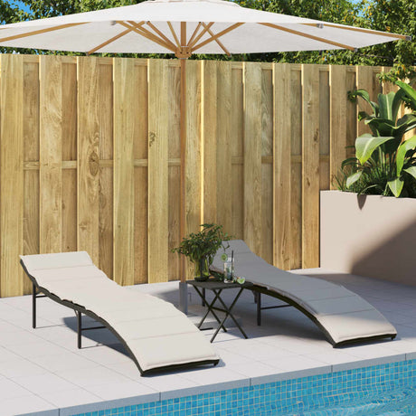 Vidaxl ligbedden 2 st met tafel poly rattan zwart