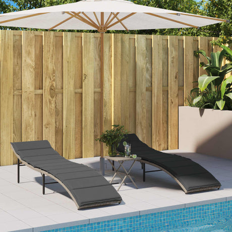 Vidaxl ligbedden 2 st met tafel poly rattan lichtgrijs