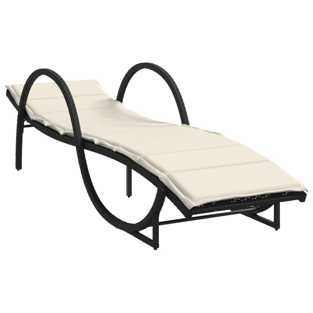 Vidaxl ligbed met kussen 60x199x42 cm poly rattan zwart