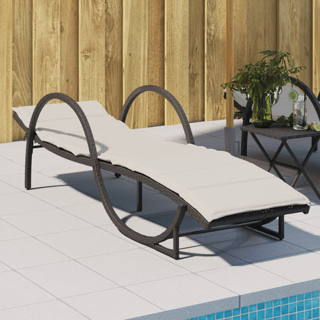 Vidaxl ligbed met kussen 60x199x42 cm poly rattan zwart