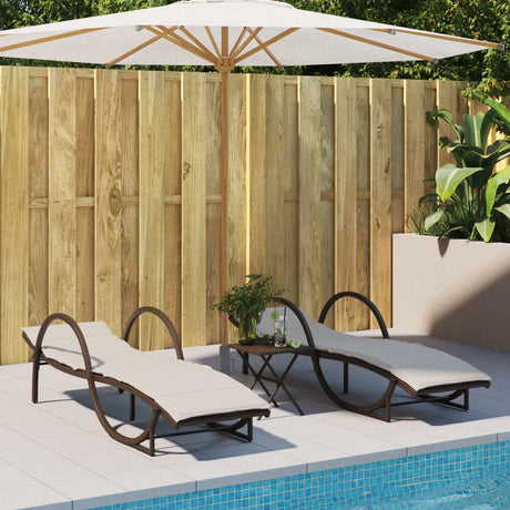 Vidaxl ligbed met kussen 60x199x42 cm poly rattan bruin