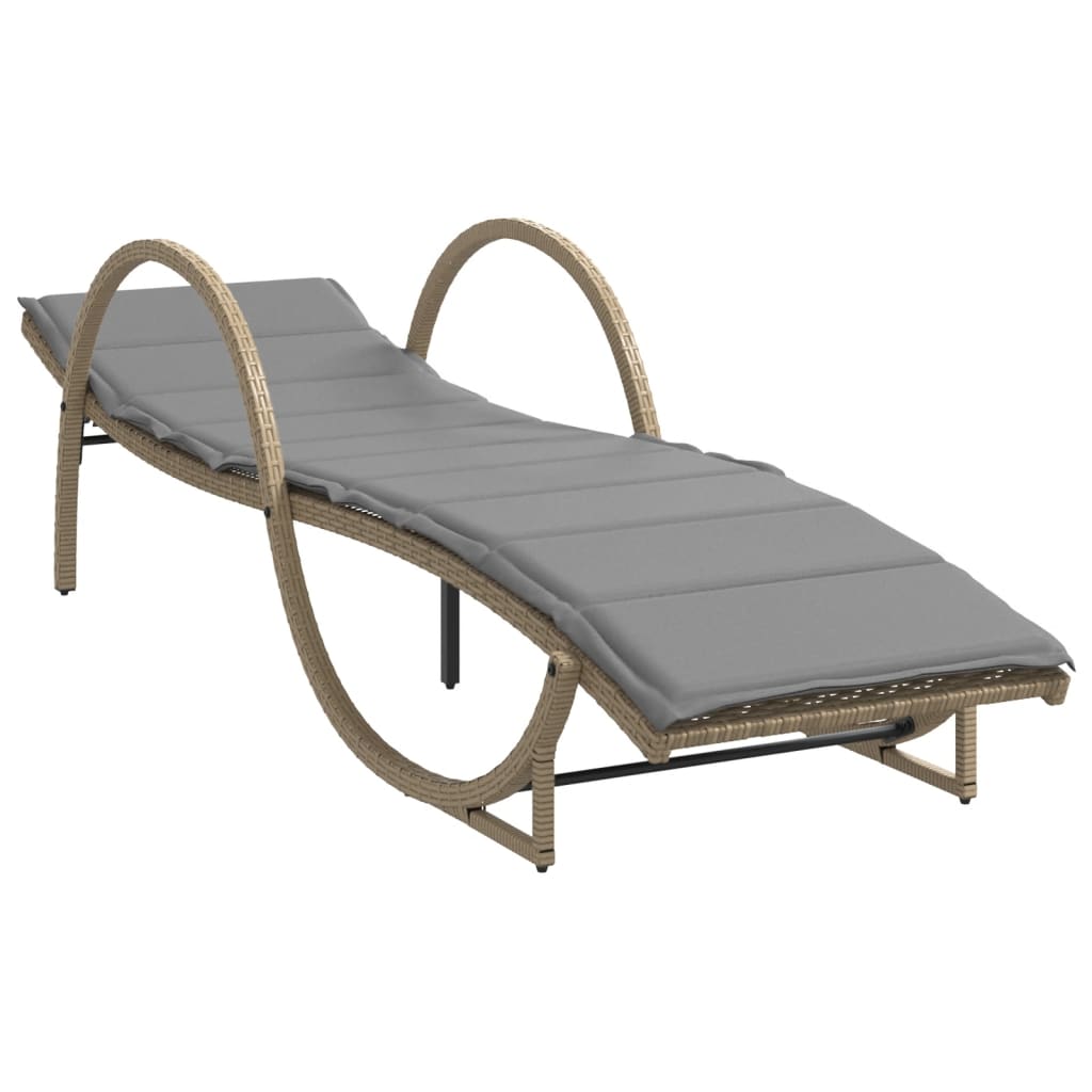 Vidaxl ligbed met kussen 60x199x42 cm poly rattan beige