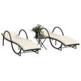 Vidaxl ligstoelen 2 st met tafel poly rattan bruin