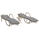 Vidaxl ligstoelen 2 st met tafel poly rattan beige