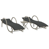 Vidaxl ligbedden 2 st met tafel poly rattan lichtgrijs