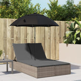 Vidaxl ligbed 2-persoons met kussens en parasol poly rattan grijs
