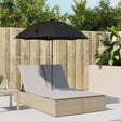 Vidaxl ligbed 2-persoons met kussens en parasol poly rattan beige