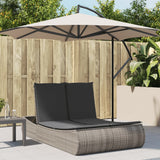 Vidaxl ligbed 2-persoons met kussens poly rattan grijs