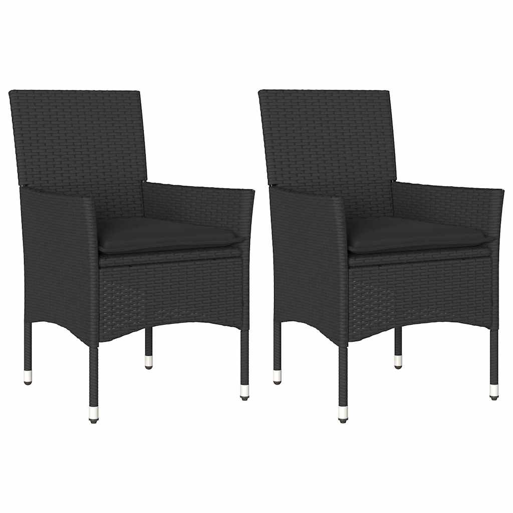 Vidaxl tuinstoelen 2 st met kussens poly rattan zwart