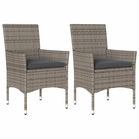 Vidaxl tuinstoelen 2 st met kussens poly rattan grijs