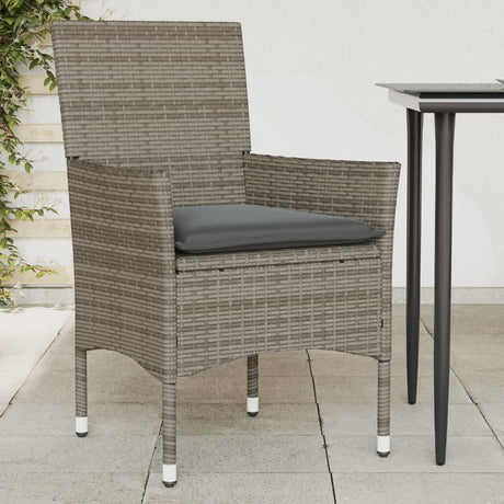 Vidaxl tuinstoelen 2 st met kussens poly rattan grijs