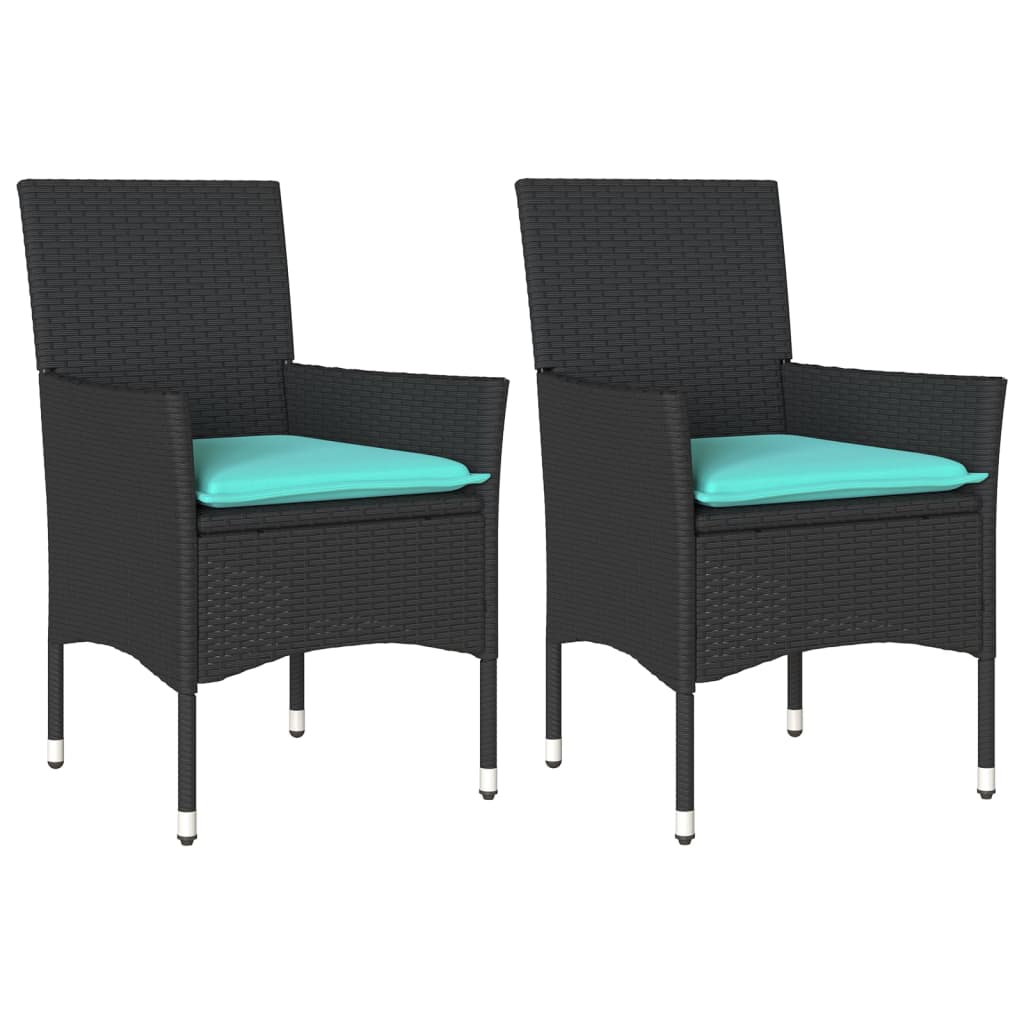 Vidaxl tuinstoelen 2 st met kussens poly rattan zwart