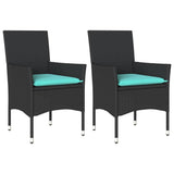 Vidaxl tuinstoelen 2 st met kussens poly rattan zwart
