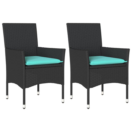 Vidaxl tuinstoelen 2 st met kussens poly rattan zwart
