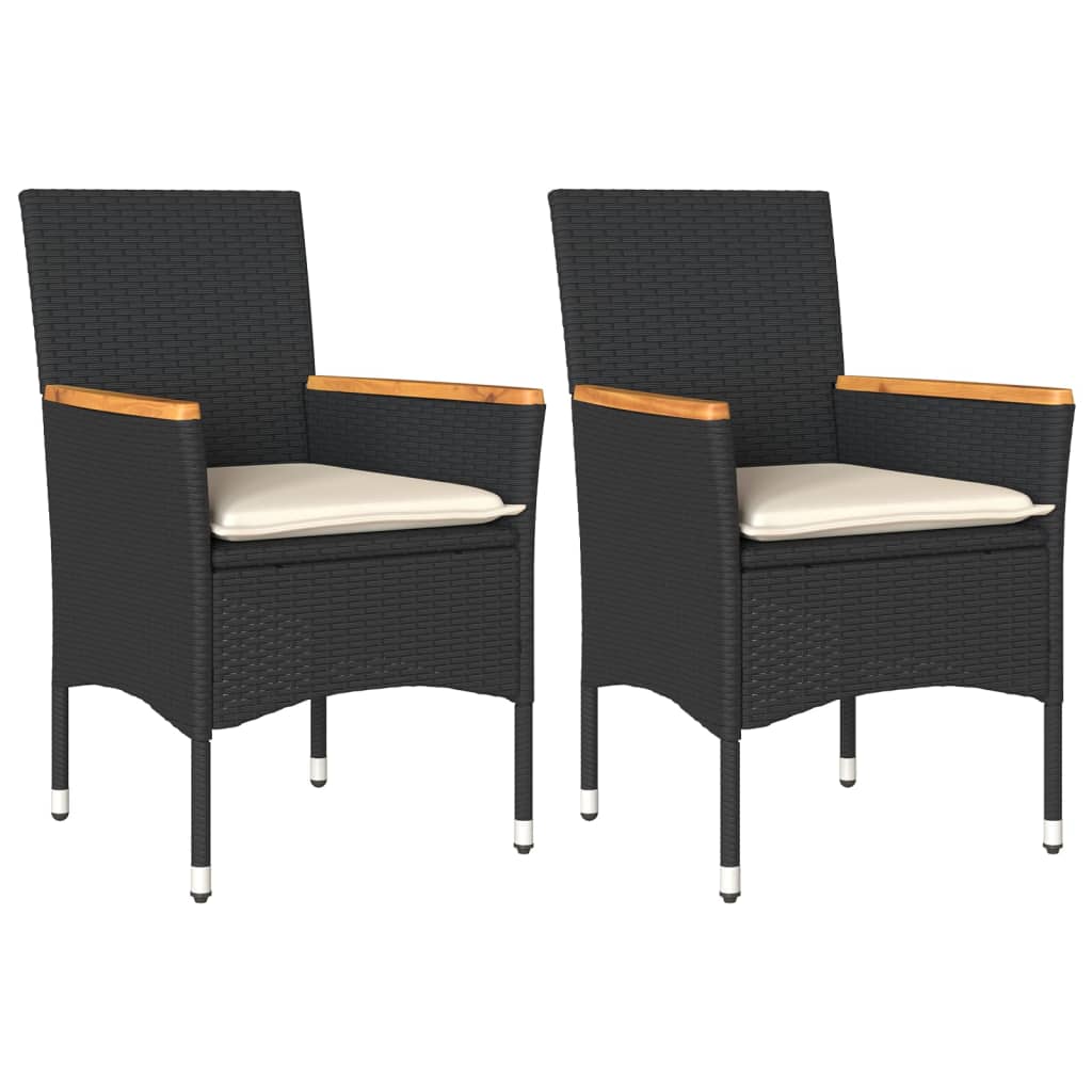 Vidaxl tuinstoelen 2 st met kussens poly rattan zwart