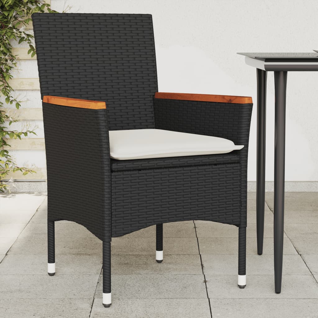Vidaxl tuinstoelen 2 st met kussens poly rattan zwart