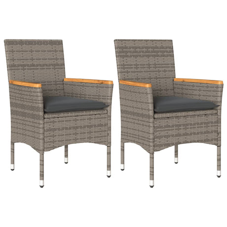 Vidaxl tuinstoelen 2 st met kussens poly rattan grijs