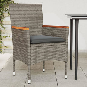 Vidaxl tuinstoelen 2 st met kussens poly rattan grijs