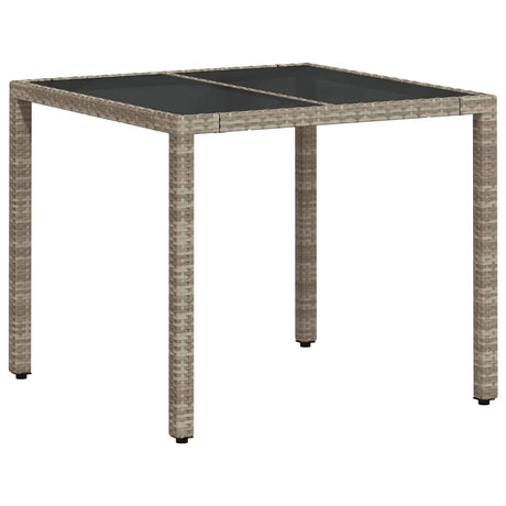 Vidaxl tuintafel met glazen blad 90x90x75 cm poly rattan lichtgrijs