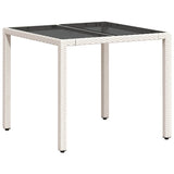 Vidaxl tuintafel met glazen blad 90x90x75 cm poly rattan wit