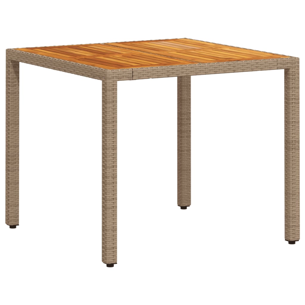 Vidaxl tuintafel 90x90x75 cm poly rattan en acaciahout beige