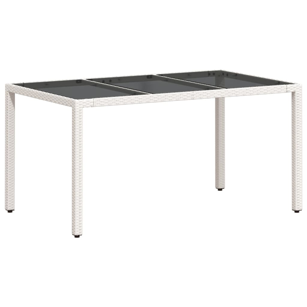 Vidaxl tuintafel met glazen blad 150x90x75 cm poly rattan wit