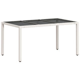 Vidaxl tuintafel met glazen blad 150x90x75 cm poly rattan wit