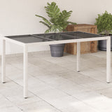 Vidaxl tuintafel met glazen blad 150x90x75 cm poly rattan wit