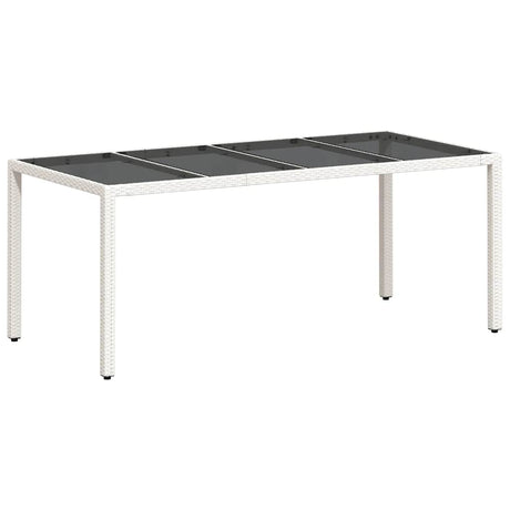 Vidaxl tuintafel met glazen blad 190x90x75 cm poly rattan wit
