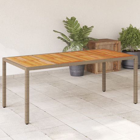 Vidaxl tuintafel 190x90x75 cm poly rattan en acaciahout beige