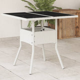 Vidaxl tuintafel met glazen blad 80x80x75 cm poly rattan wit